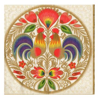 Servilleta Gallos y Flores Mexicanas 12