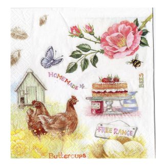 Servilleta Gallos y Flores Mexicanas 07